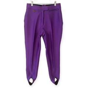Fera Skiwear Purple Stirrup Ski Pants Wool Nylon Spandex (Bb)